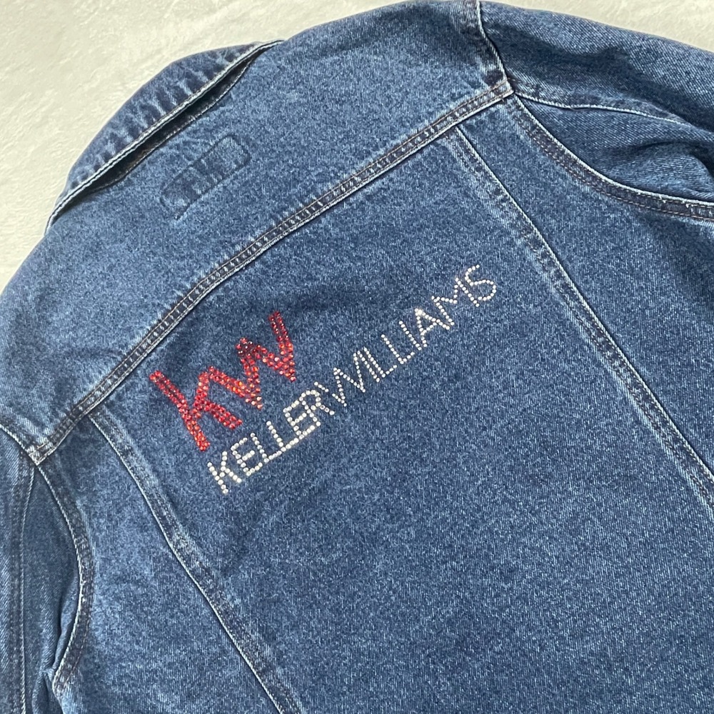 Port Authority Keller Williams Rhinestone Denim Jacket Blue L7620 Womens XL